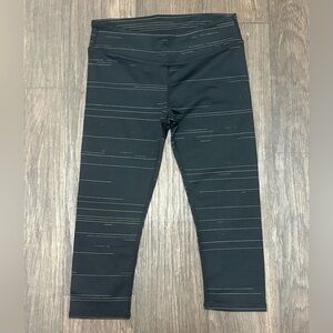 Fabletics Salar Capri Leggings Black Striped High Rise Athletic Pants Medium NWT